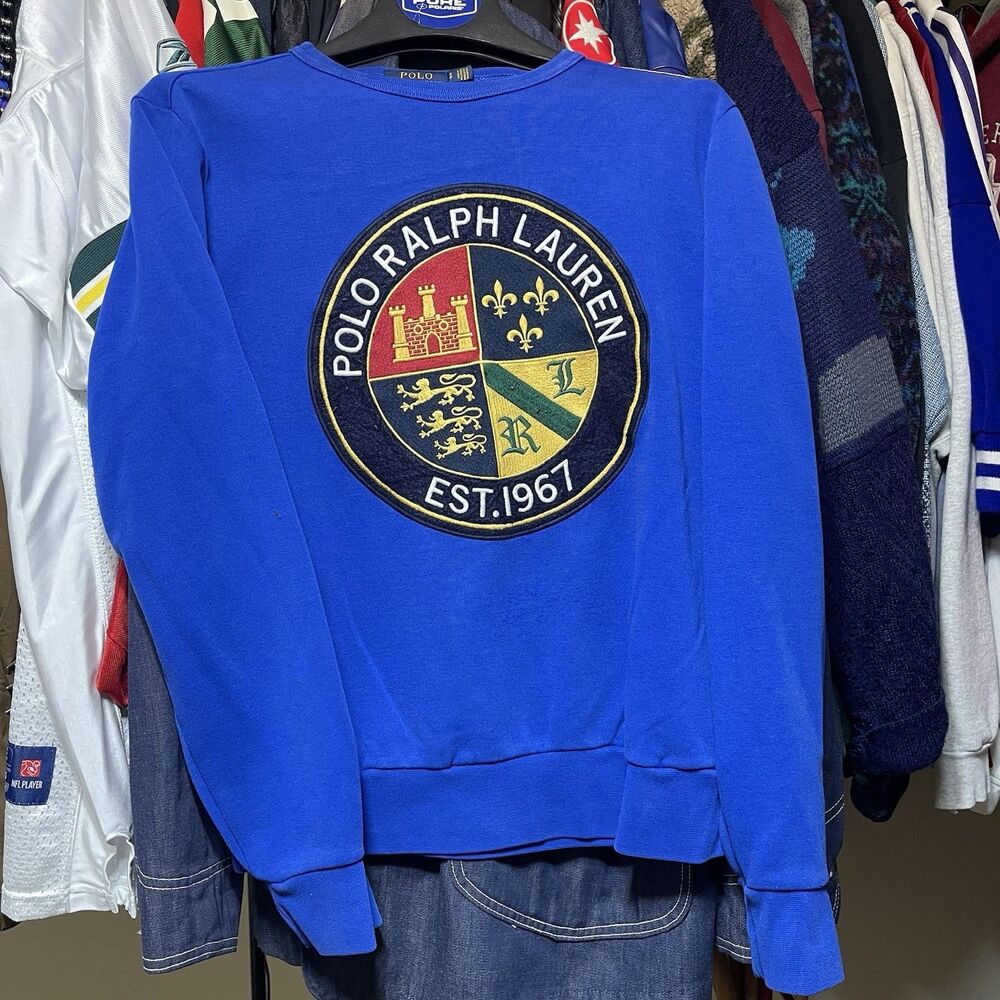Polo Ralph Lauren Cookie Crest Patch Crewneck Sweatshirt P Wing Hi Tech Mens S